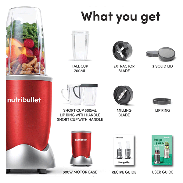  NutriBullet NBR-1201 12-Piece High-Speed Blender/Mixer System,  Gray (600 Watts): Electric Countertop Blenders: Home & Kitchen