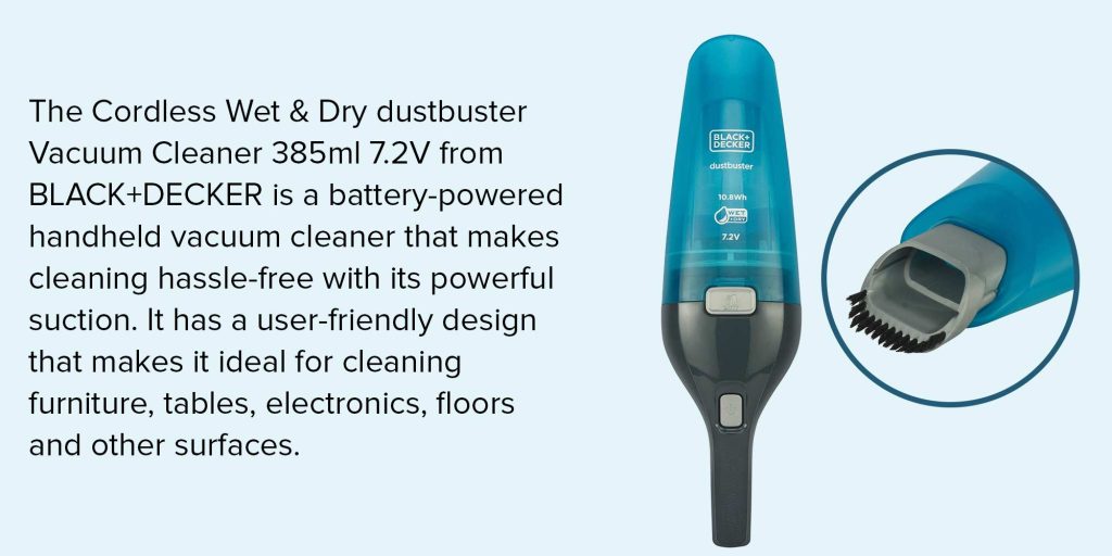 Black+Decker WDC215WAB5 Wet Dry Dustbuster Hand Vacuum 385ml