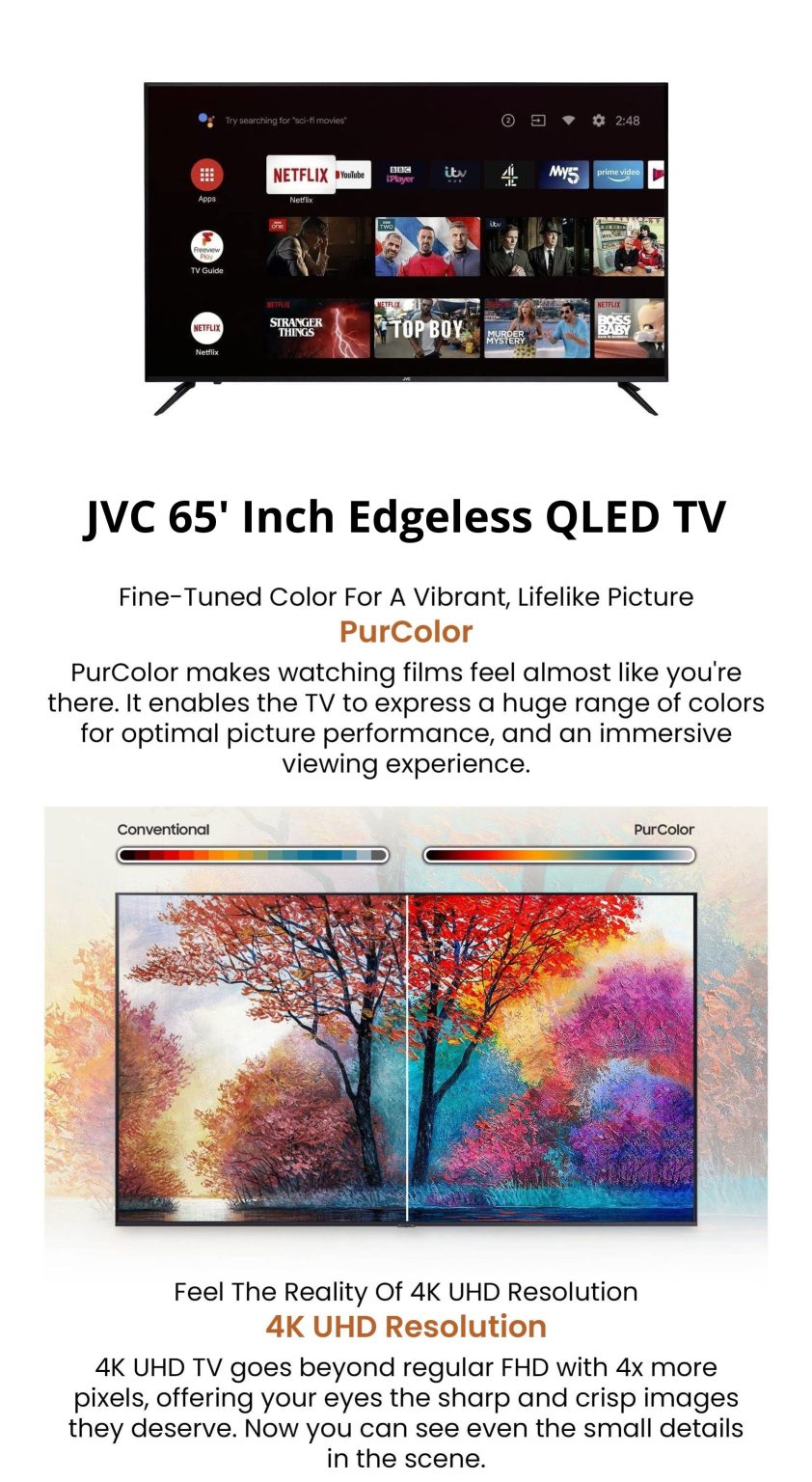 JVC LT-65N7125A 65′′ 4K UHD Google Android TV | PLUGnPOINT