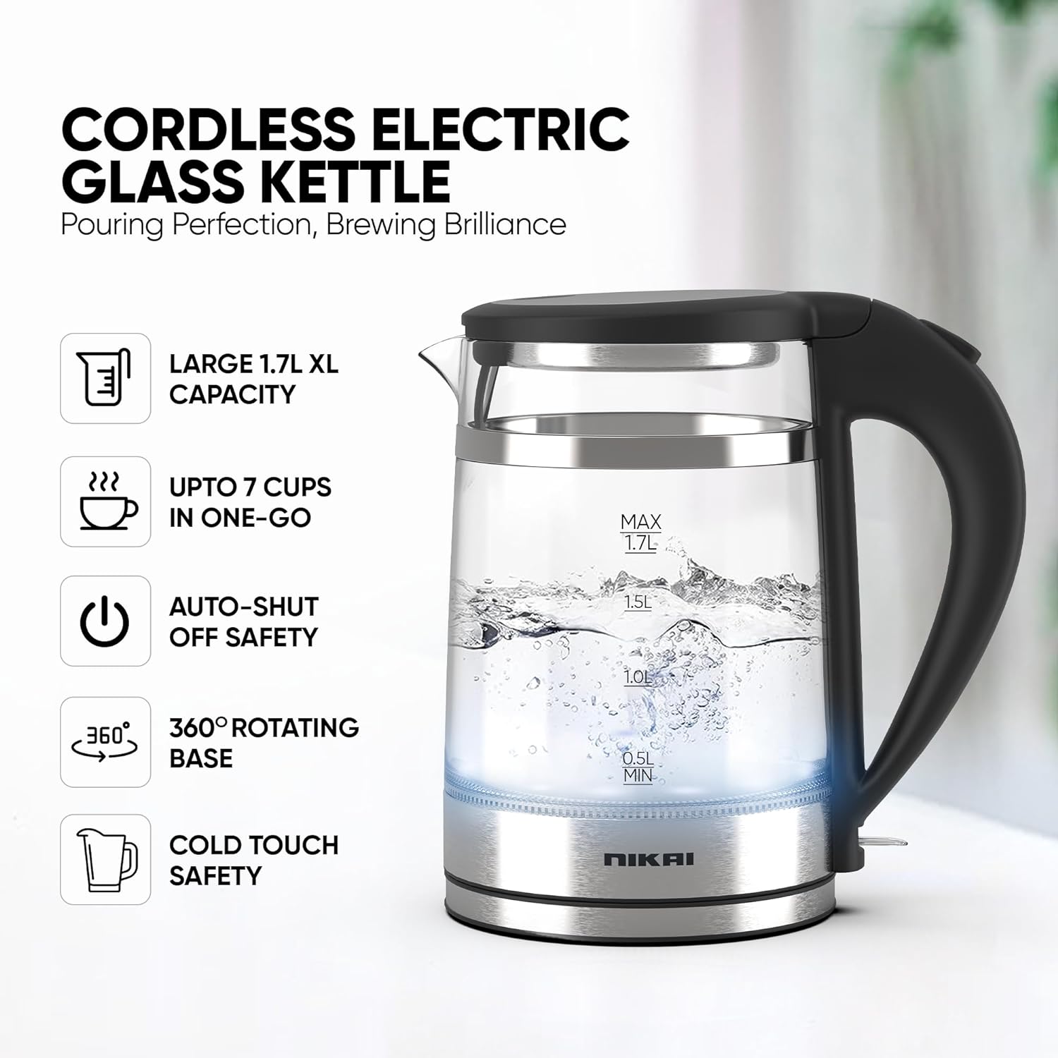 Nikai NK-520  Cordless Kettle 1.7 Liter cpacity (220V)