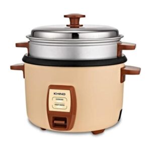 KHIND Rice Cooker RC910T 1.0L with Teflon Coated Aluminium Pot, Free Spatula and Measuring Cup, Cream Magnolia - RC910T-CM