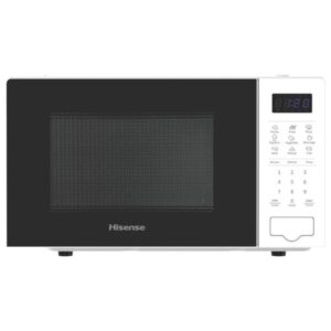 Hisense Digital Solo Microwave Oven Automatic Defrost, 9 Auto Cook Menus, Clock & Timer, Easy Clean 20L, 700W, White - H20MOWS4